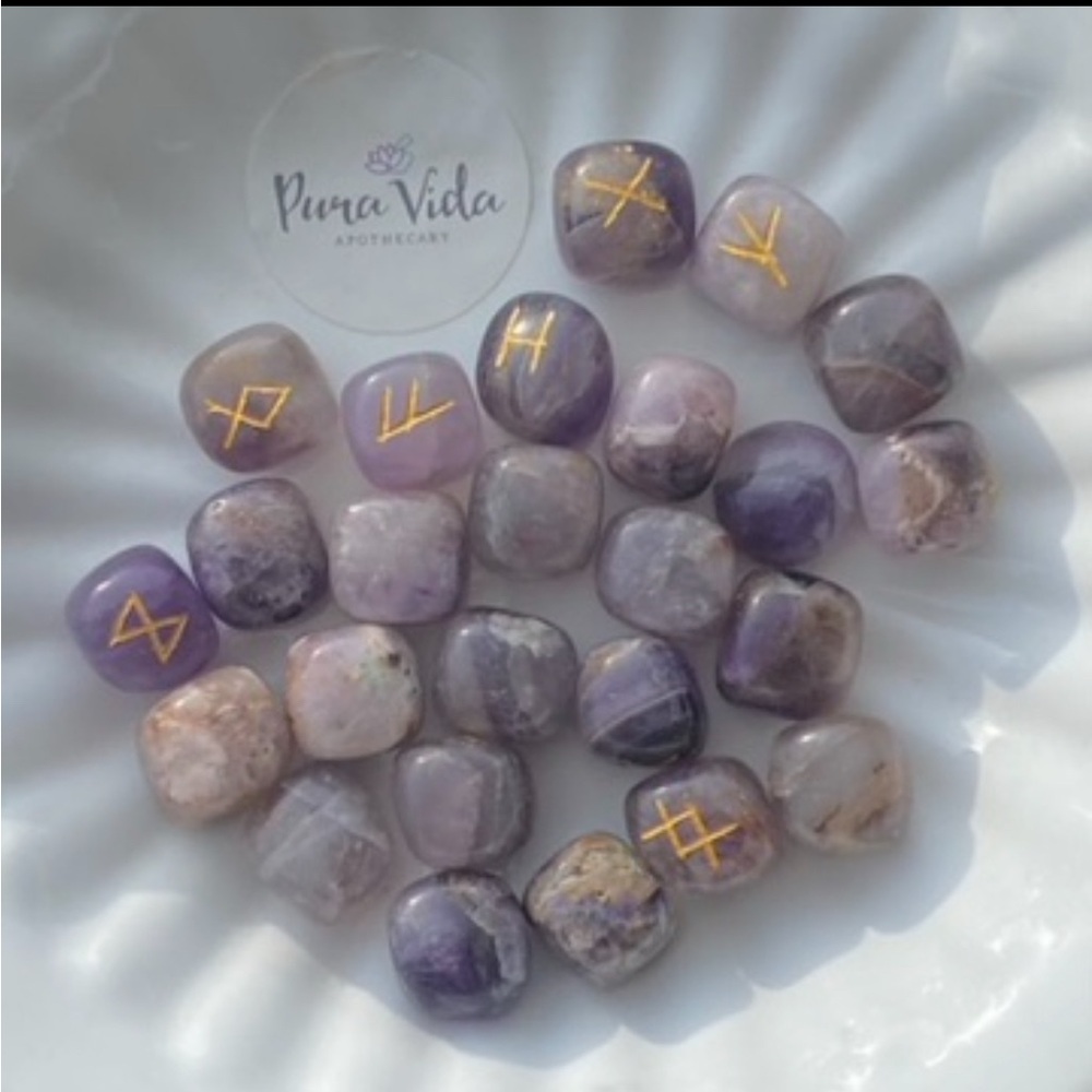 Amethyst Runes - Natural Genuine Gemstone Crystal Runes - Picture 2 of 2